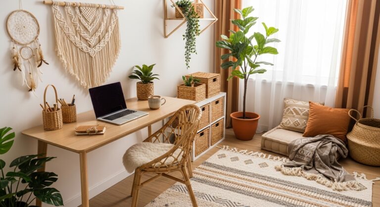 Small Home Office Boho Ideas for a Cozy and Creative Workspace